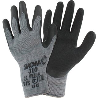 SHOWA 310 Grip Black Strickhandschuh Polyester/BW grau mit sw Latexbeschichtung Gr. 8