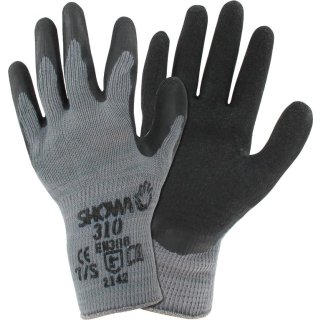 SHOWA 310 Grip Black Strickhandschuh Polyester/BW grau mit sw Latexbeschichtung Gr. 9