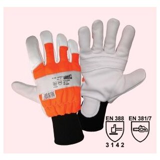 Worky DACHS Rindnarbenleder,oran. Nylonha.r.,Schnittschutzeinl. im linken Handrücken Gr. 10