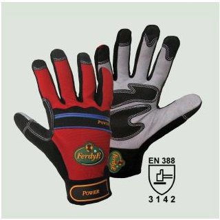 Ferdy F. POWER Mechanics-Handschuh, Innenhand Clarino®-Synthetikleder grau, Knöchelschutz Gr. XL