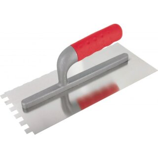 Triuso Glättekelle 10x10mm, gebogene Zähne,gehär. Bandstahl 28x13cm