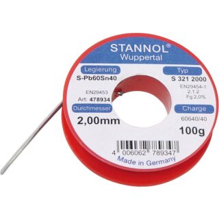 Triuso Lötdraht 1m,durchschn.2,0mm, Spule 100g,S-Pb60Sn40,für Lötarb