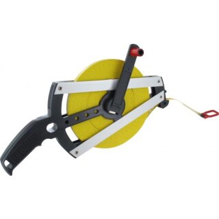 Triuso Rahmen-Bandmaß 50 m,Glasfaser- band, Leichtmetall-Rahmen