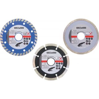 Triuso Diamanttrennscheibenset 125mm 3-teilig,Fiesen,Ziegel,Beton