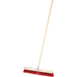 Triuso Straßenbesen 60 cm, mit Stiel 28/1400 mm, rote Kunstborsten - Speditionsversand