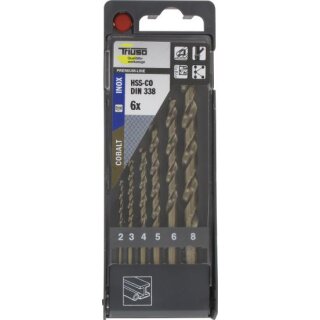 Triuso Edelstahlbohrerset, HSSCo 6tlg 2 - 8mm