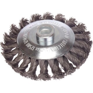 Triuso Zopf-Kegelbürste 100x12mm, M14 18Z, Stahldraht glatt 0,50mm