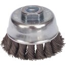 Zopf-Topfbürste 65mm, Gew.M14 18Z, Stahldraht glatt...