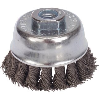 Zopf-Topfbürste 65mm, Gew.M14 18Z, Stahldraht glatt 0,35mm