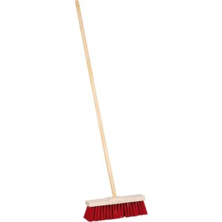 Triuso Straßenbesen 40 cm, mit Stiel 140 cm, rote Kunstborsten - Speditionsversand