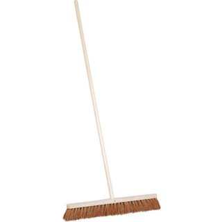 Triuso Straßenbesen 60 cm, mit Stiel 140 cm, braune Kokosborsten - Speditionsversand