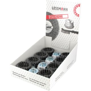 Topfbürsten 65mm, 18Z, Stahl 0,50mm,12 Stk. im Display