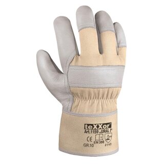 teXXor "URAL I" Rindvollleder-Handschuh,gef., natur, Doppelnähte, Kat.2 verschiedene Größen
