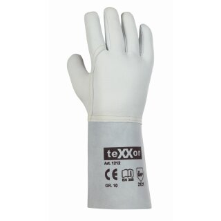 teXXor Ziegennappaleder-Handschuhe, natur mit Kevlargarn, Flügeldaumen, Kat. 2 verschiedene Größen