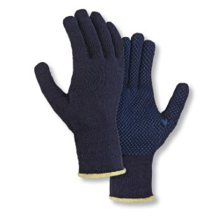 teXXor BW-/Polyester-Mittelstrick-Handschuh, einseitig blaue PVC-Noppen, blau, Kat.2 Größe 10