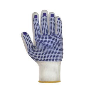teXXor Nylon-Feinstrick-Handschuh, einseitig blaue PVC-Noppen, Kat. 2 verschiedene Größen