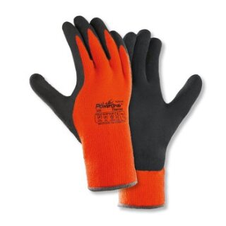 TOWA "PowerGrab Thermo" Acryl-BW-Winterhandschuh, Latex beschichtet, orange/braun Kat 2 Größe 7