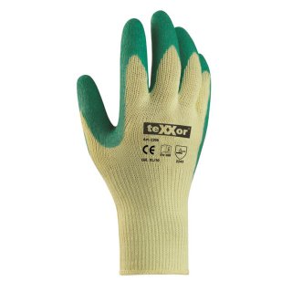 teXXor Baumwoll-Polyester-Handschuh, Latexbeschichtung, grün, Kat.2 verschiedene Größen