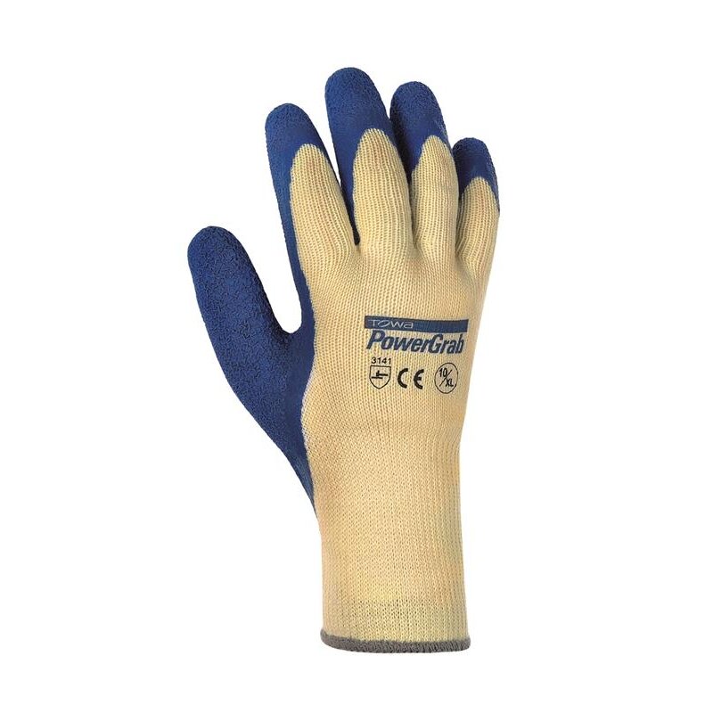 Towa PowerGrab 301 Arbeitshandschuhe – 1 Paar, Polyester/Baumwolle, Crinkle-Latex, Rutschfest Für Bau, Werkstatt & Garten (verschiedene Größen)