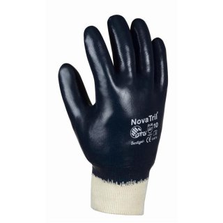 Nova Tril "NOVATRIL" Nitril-Handschuh, blau Strickbund, vollbesch., Kat.2 Größe 10 Abverkauf
