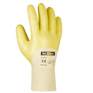 teXXor Nitril-Handschuh, gelb, Strickbund, mittlere Qualität, Kat. 2 verschiedene Größen