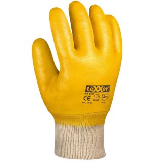 teXXor Nitril-Handschuh, gelb, Strickbund, vollbeschichtet, Kat.2 verschiedene Größen