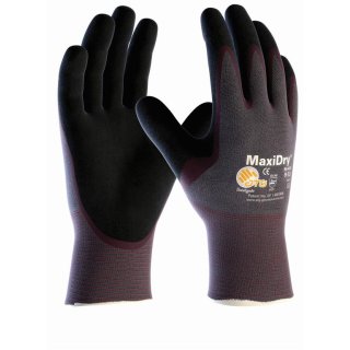ATG "MaxiDry" Nylon-Handschuh, grau, rutschfeste Nitrilbeschichtung mit "Micro-Cup" Oberfläche, schwarz, Kat. 2 2371-BA 2371-BA verschiedene Größen