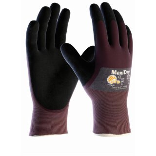 teXXor "MaxiDry" Nylon-Handschuh, grau, rutschfeste Nitrilbeschichtung mit "Micro-Cup" Oberfläche, schwarz, Kat. 2 Größe 11