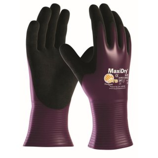 teXXor "MaxiDry" Nitril-Handschuh, lila, rutschfeste Nitrilbeschichtung mit "Micro-Cup" Oberfläche, schwarz, Kat. 2 Größe 10