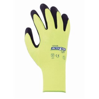 TOWA "ActivGrip Lite" Polyester-Feinstrickhandschuh, gelb Latexschaumbeschichtung, Kat.2 verschiedene Größen