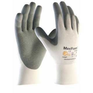 ATG MaxiFoam, Nylon-Handschuh, weiß mit grauer Nitril-"FOAM"-Beschichtung, Kat. 2 verschiedene Größen