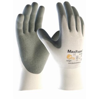 teXXor MaxiFoam, Nylon-Handschuh, weiß mit grauer Nitril-"FOAM"-Beschichtung, Kat. 2 Größe 10