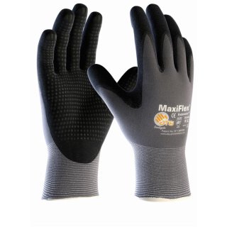 ATG "MaxiFlex Endurance" Nylon-Handschuh, Nitril-beschichtet, Nitril-Noppen, schwarz, Kat. 2 Größe 11