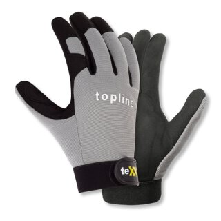 teXXor Kunstleder-Handschuh, schwarz, mit grauem Oberteil aus Nylon-Spandex- Gemisch, Klettververschluss am Handgelenk Größe 8